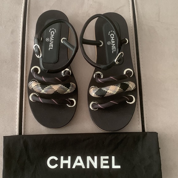 Chanel NWOT Black Rope Sandals size 36 - Picture 3 of 17
